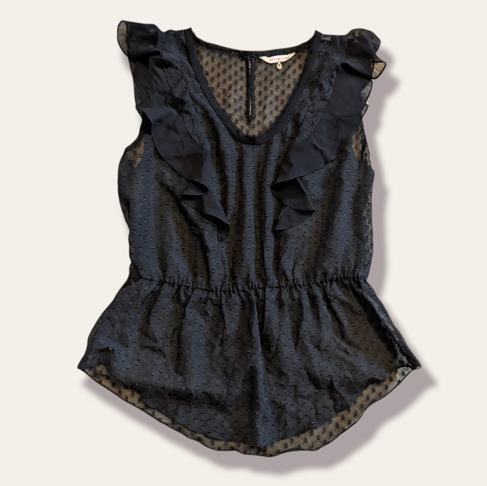 Rebecca Taylor black sheer top 8